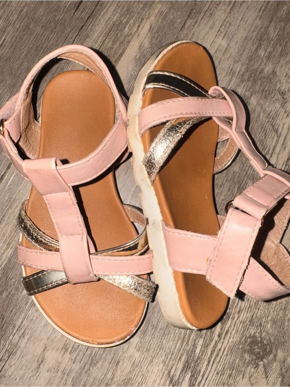Tahari Pink and Metallic Gold Kids Sandals